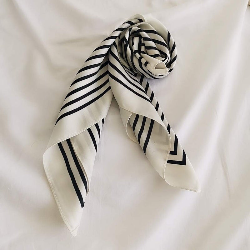 FONYVE Silk Feeling Scarf Medium Square Satin Head Wrap for Women 27.5 inches - Image 4